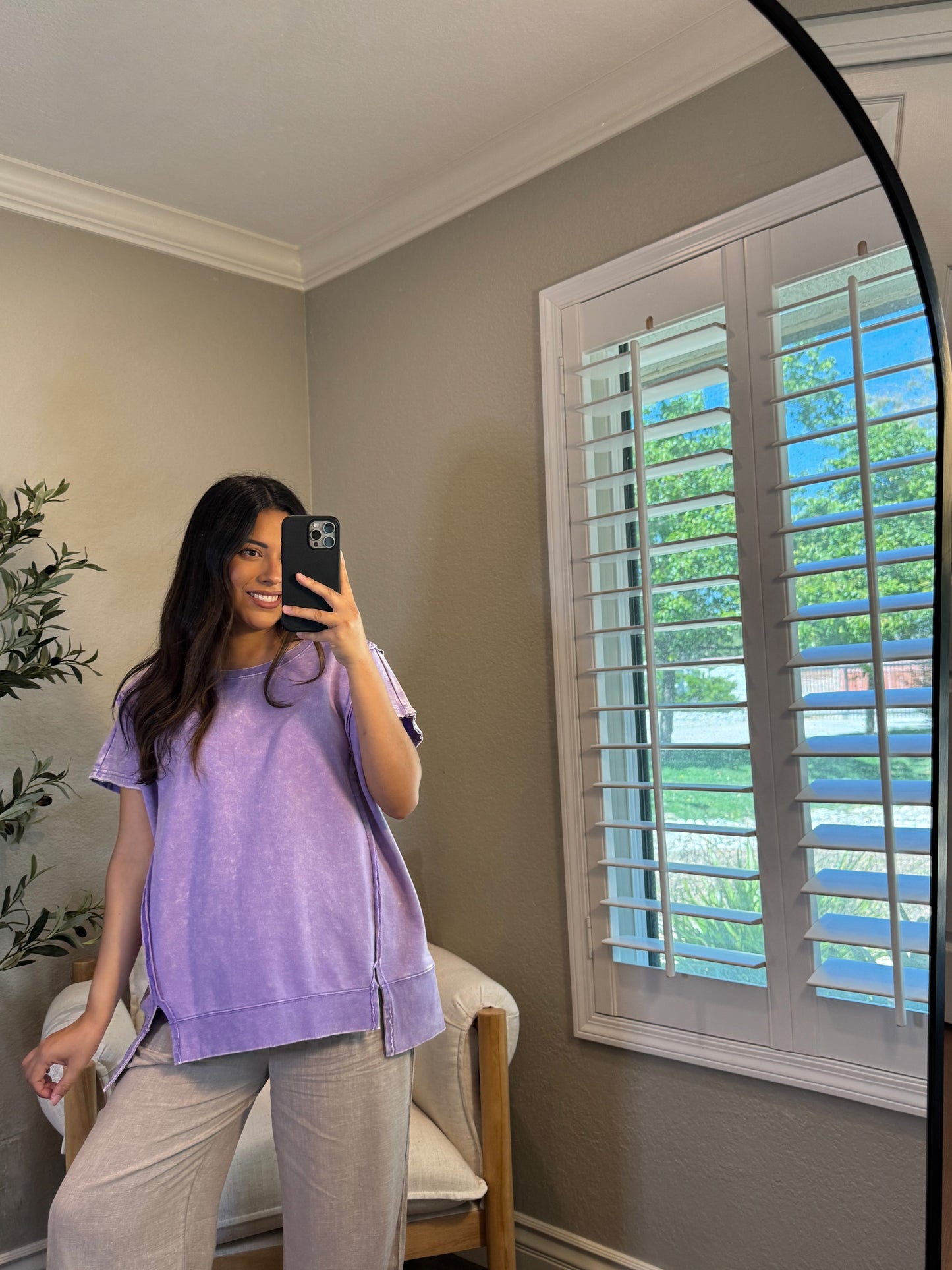 Iris Acid Washed Top (S-XL) *LAVENDER*