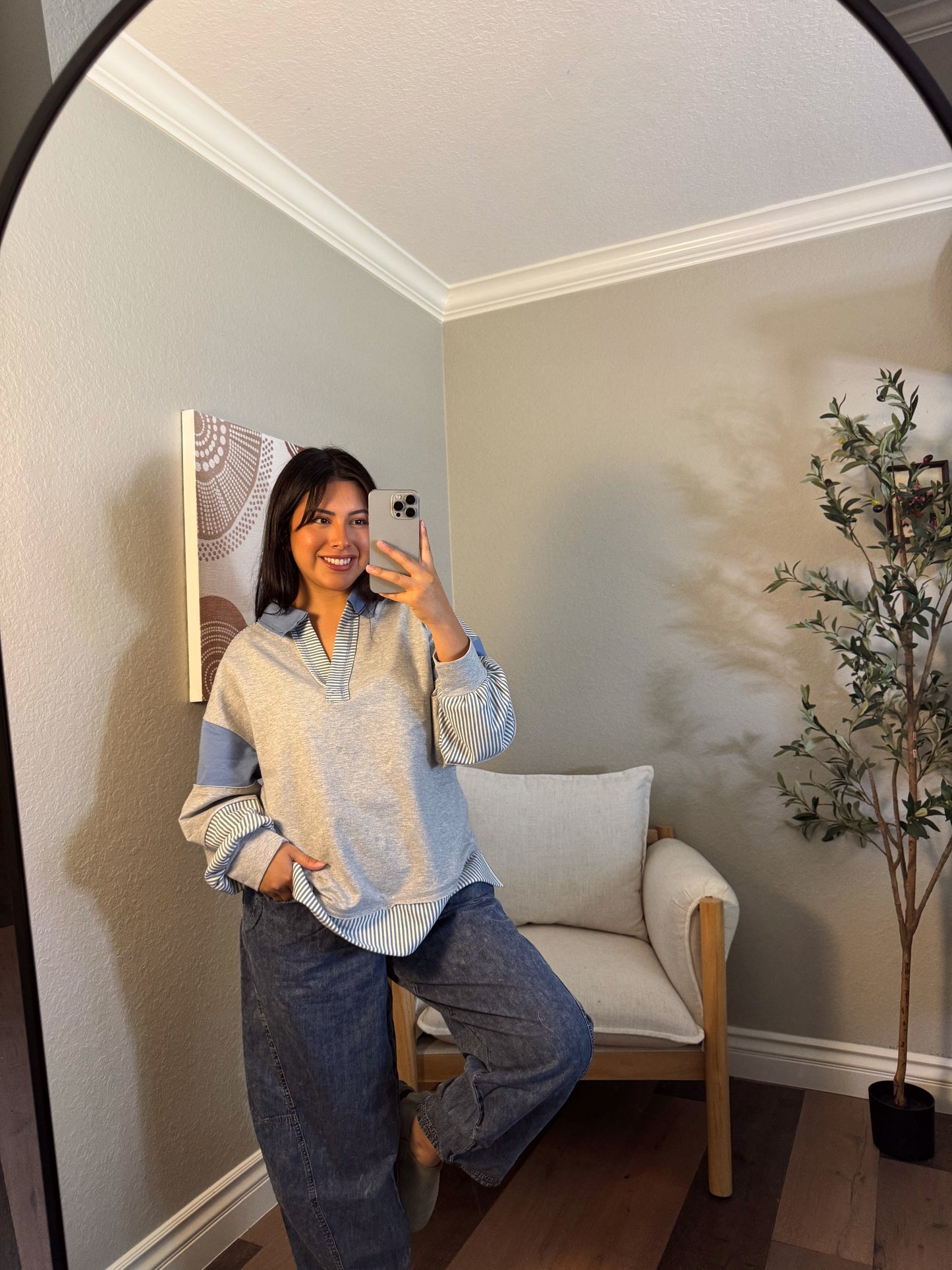 Feeling Blue Color Block Top