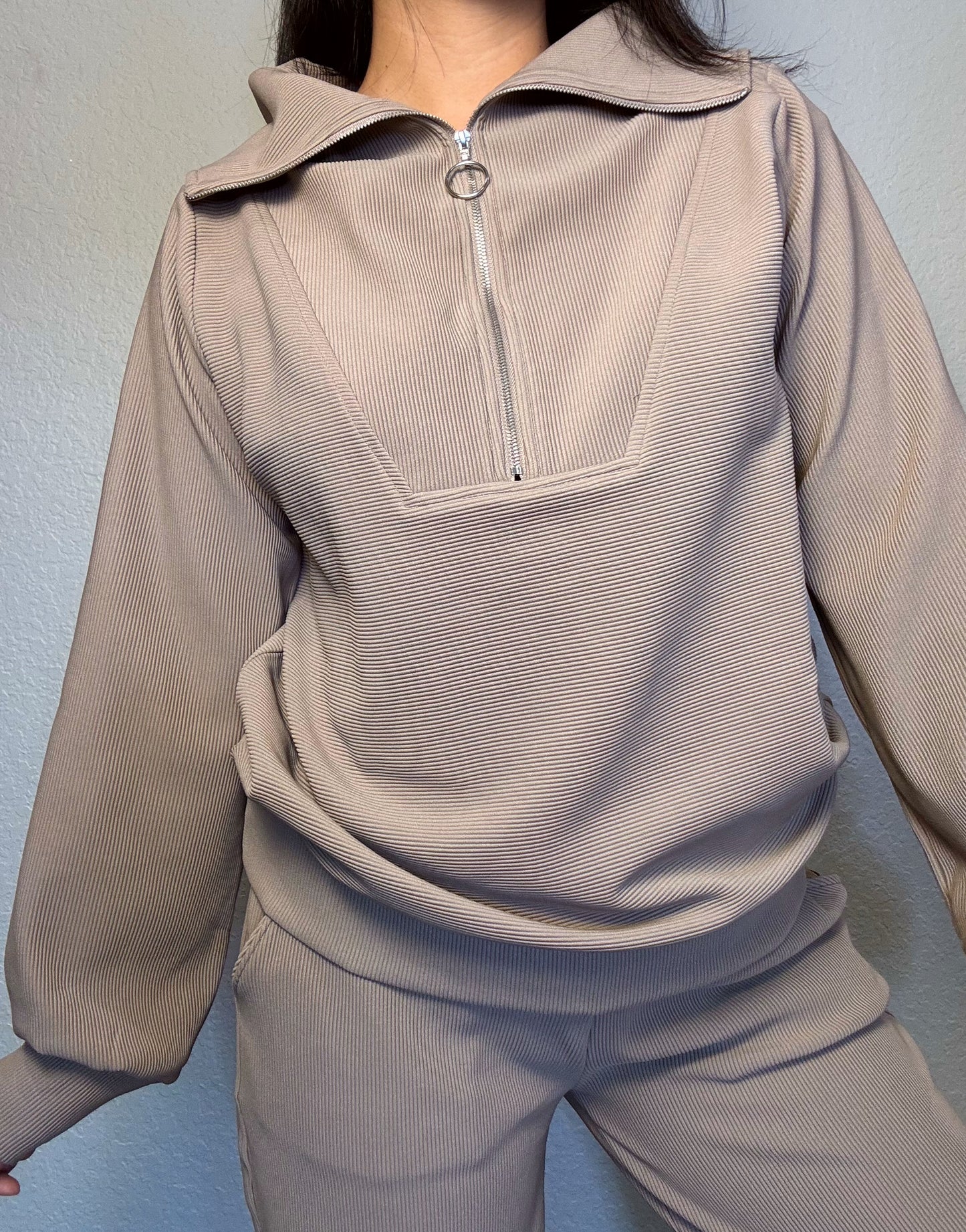 Casey Ribbed Set - Ash Mocha