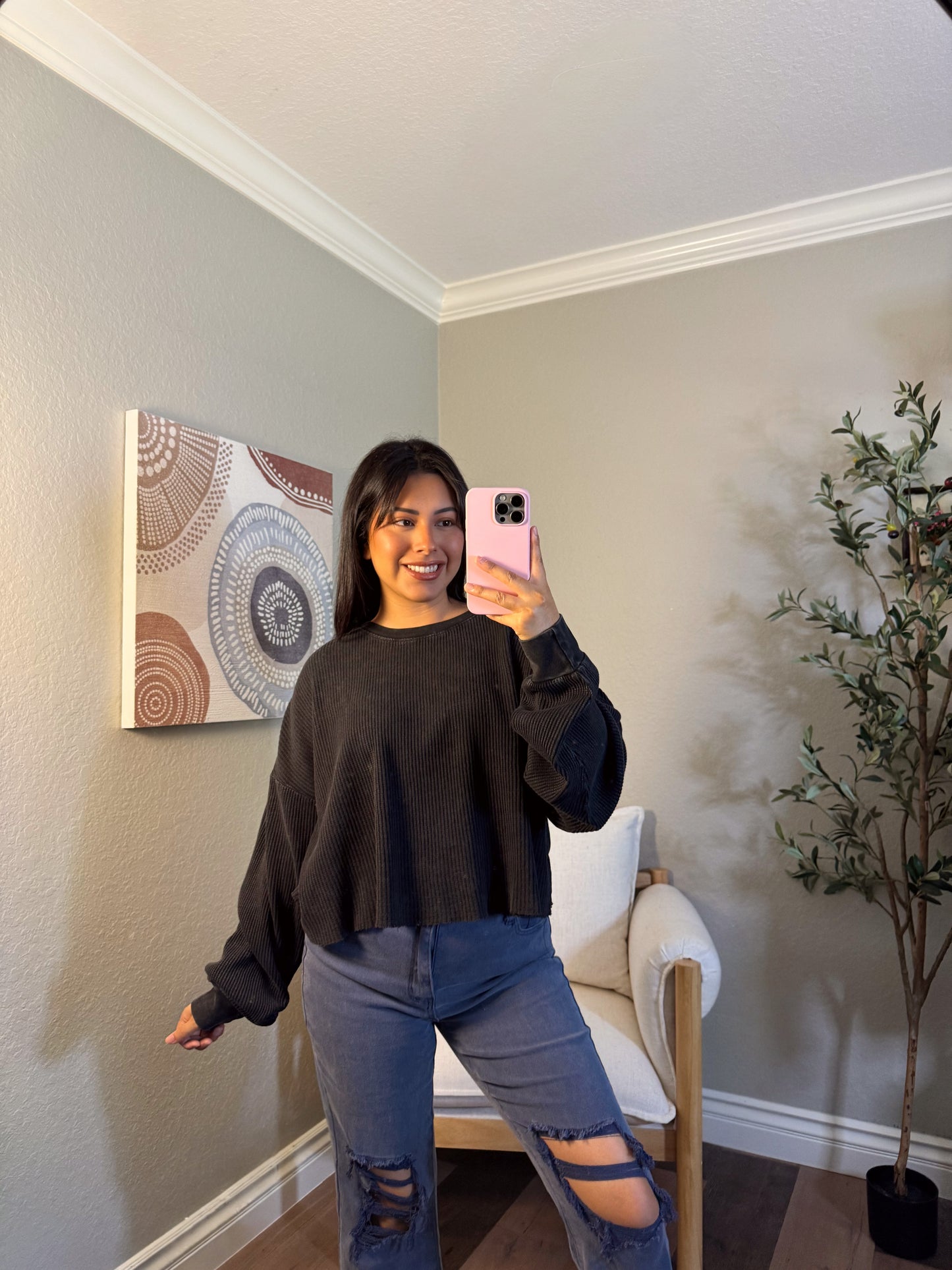 Mineral Wash Waffle Long Sleeve (multiple colors)