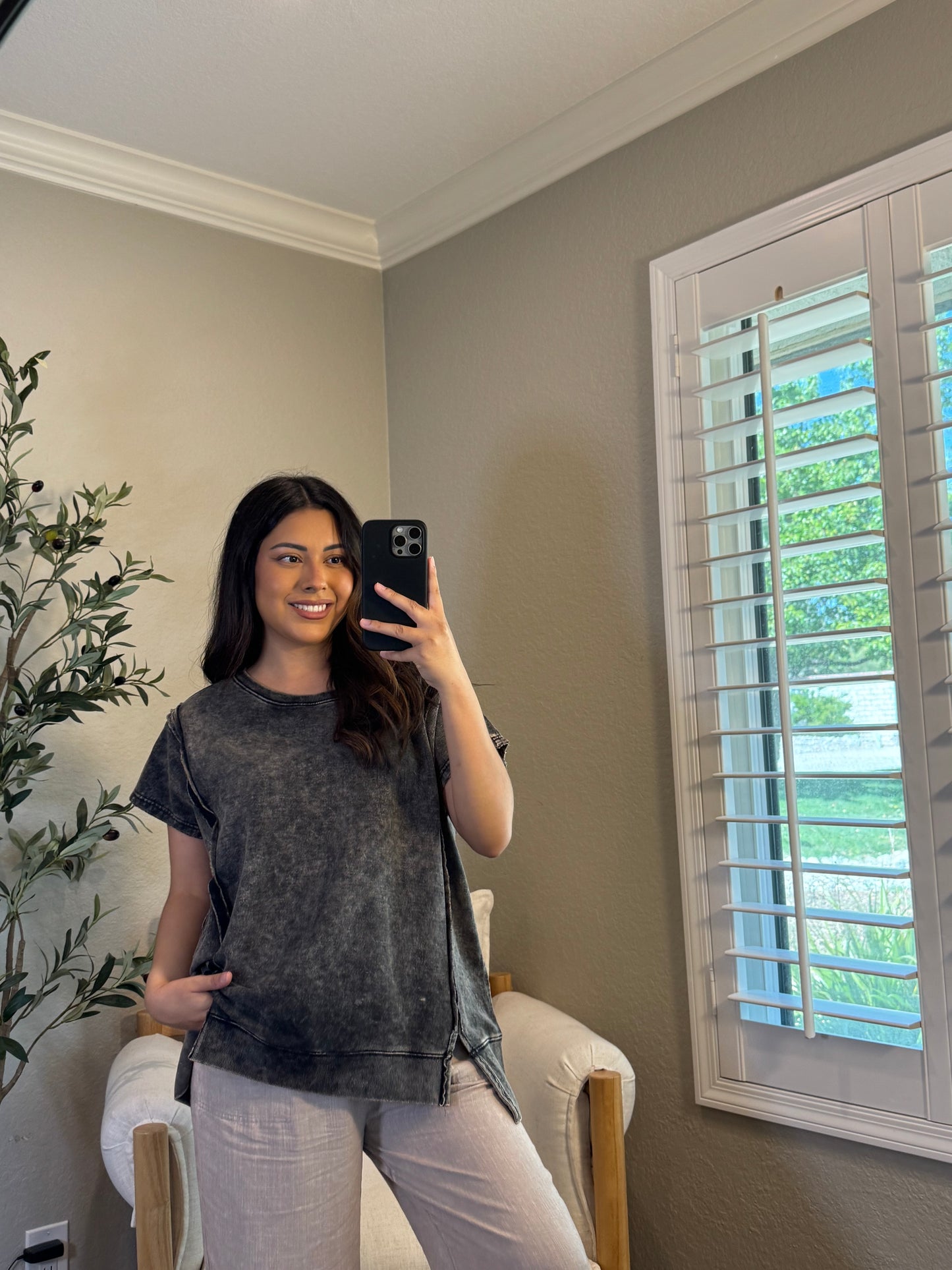 Iris Acid Washed Top (S-XL) *ASH BLACK*