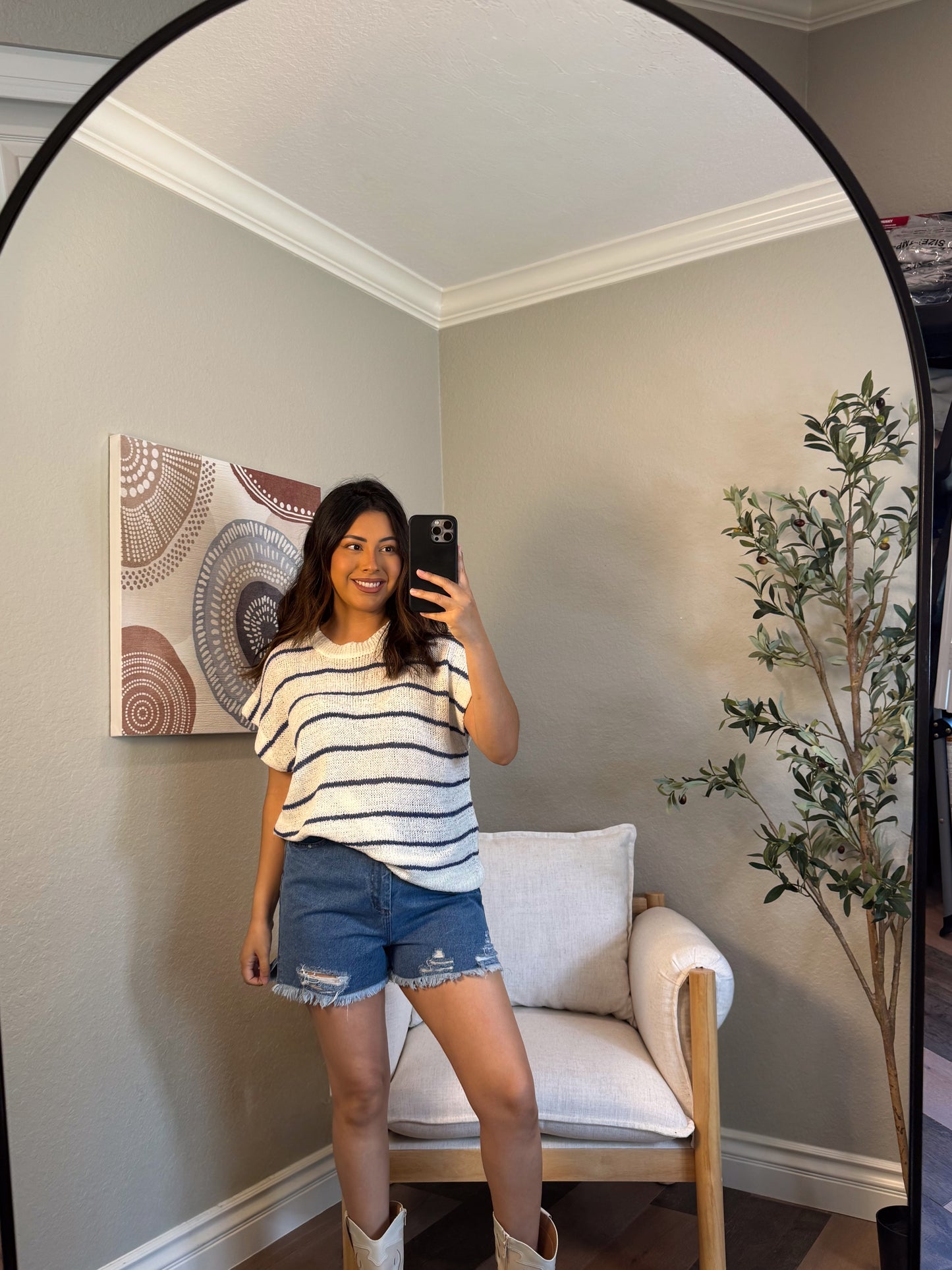 Blueberry Scone Stripe Knit Top