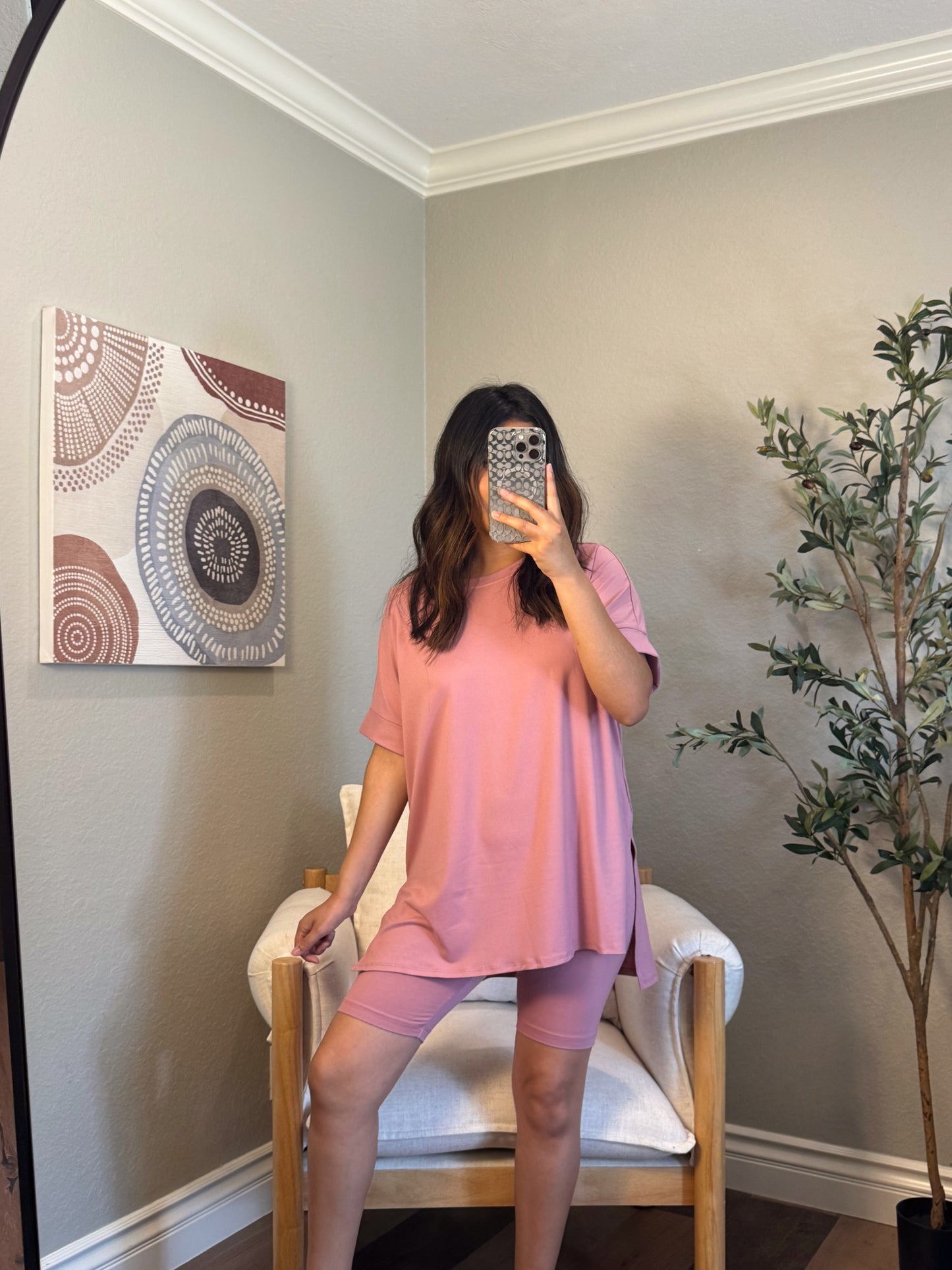 Pink Meadow Biker Short Set (S-XL)