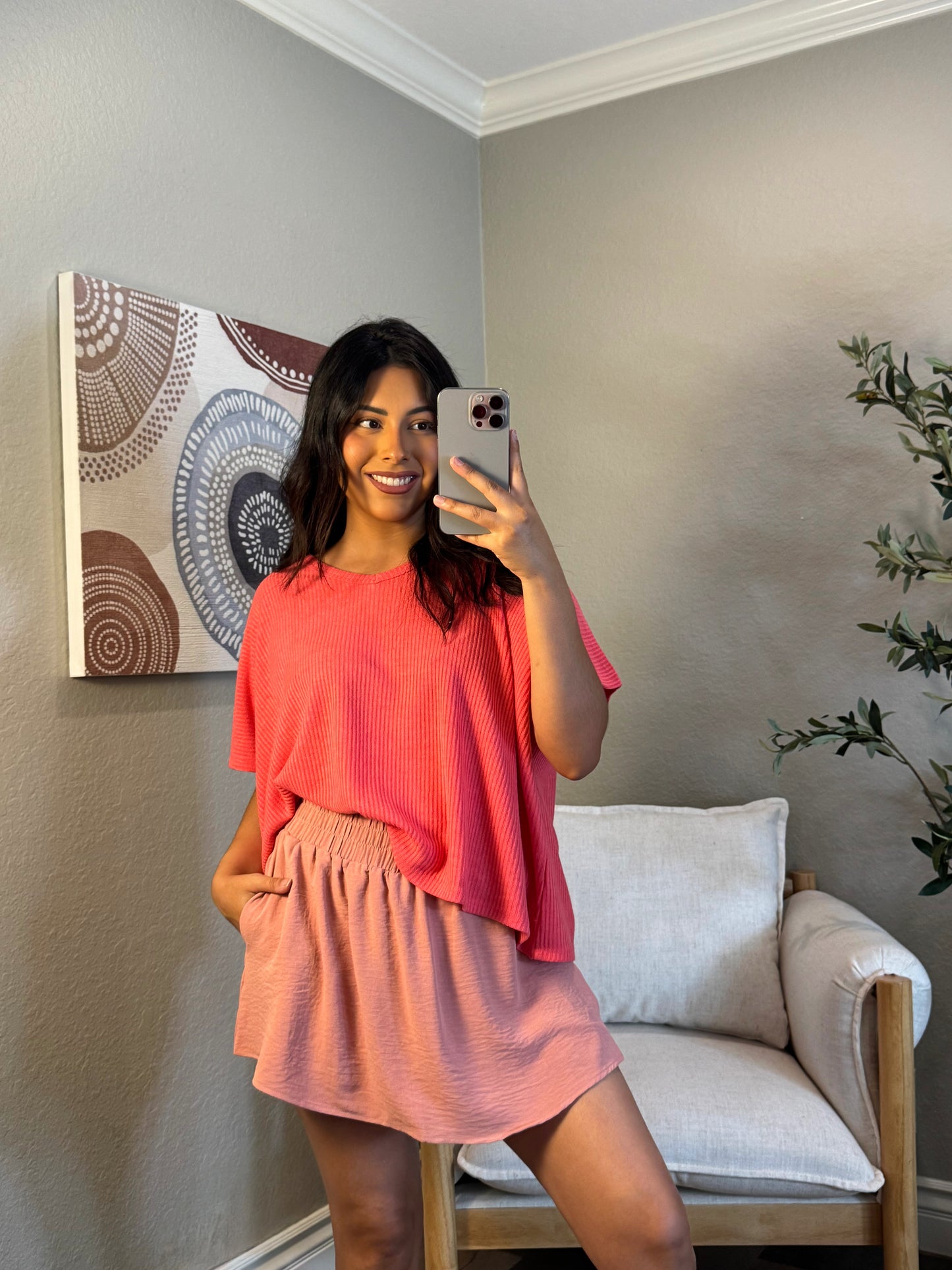 Gemma Everyday Ribbed Top *CORAL* (S-XL)