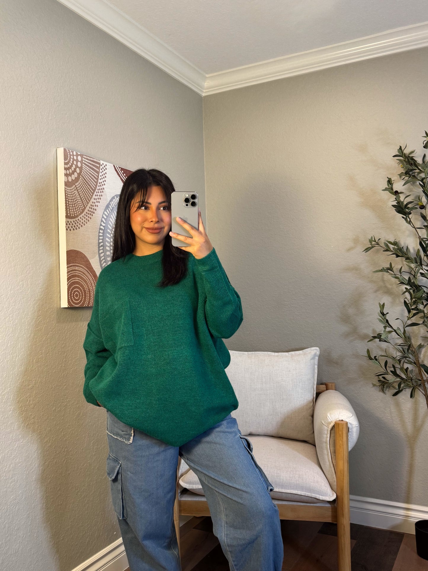 Hunter Green Melange Sweater