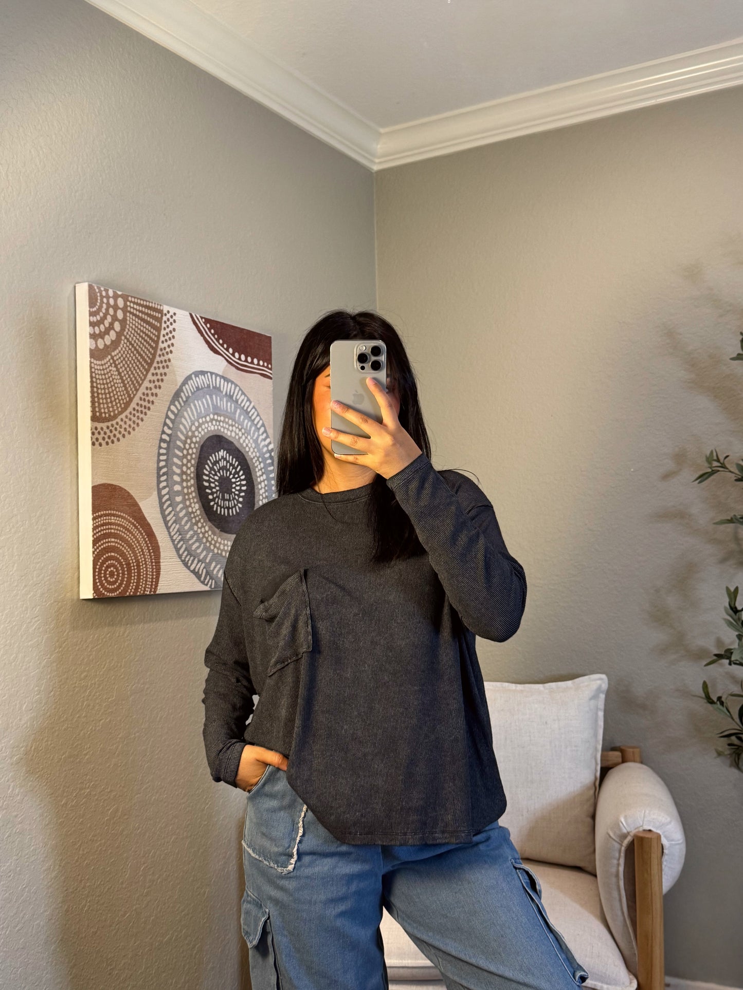 Ashland Ribbed Long Sleeve - Ash Black