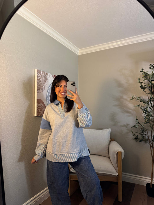 Feeling Blue Color Block Top