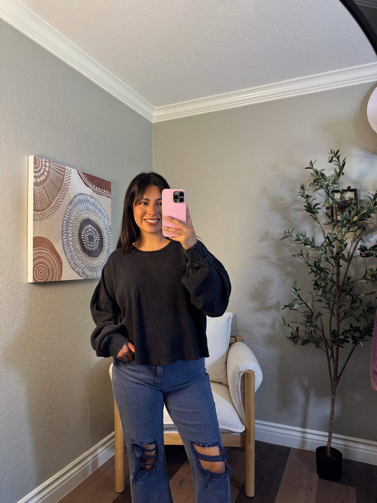 Mineral Wash Waffle Long Sleeve (multiple colors)