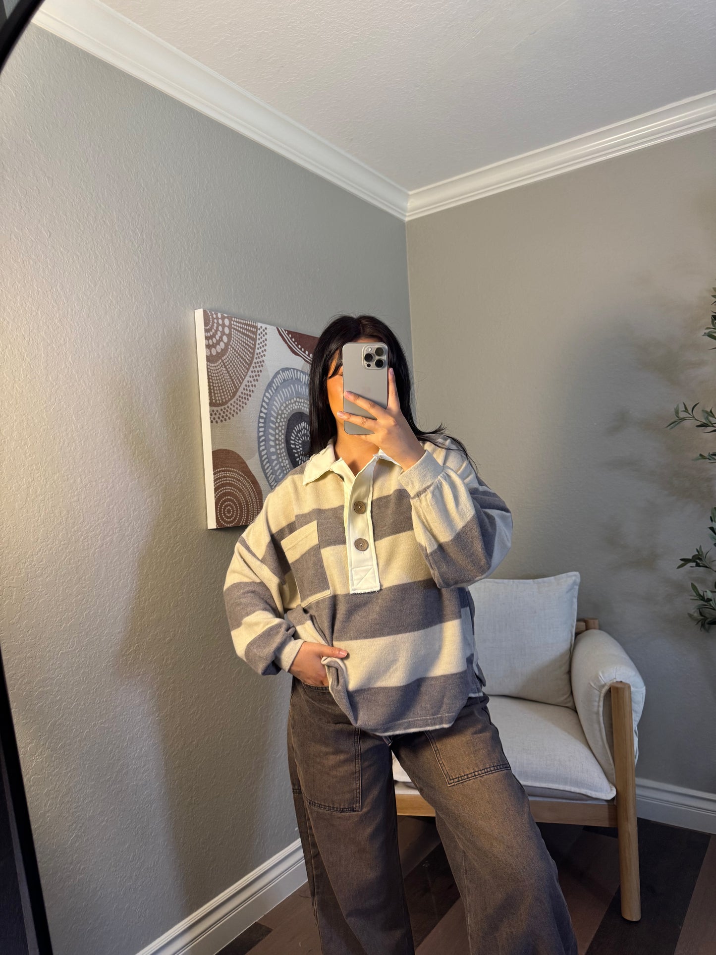 Misty Meadows Striped Henley