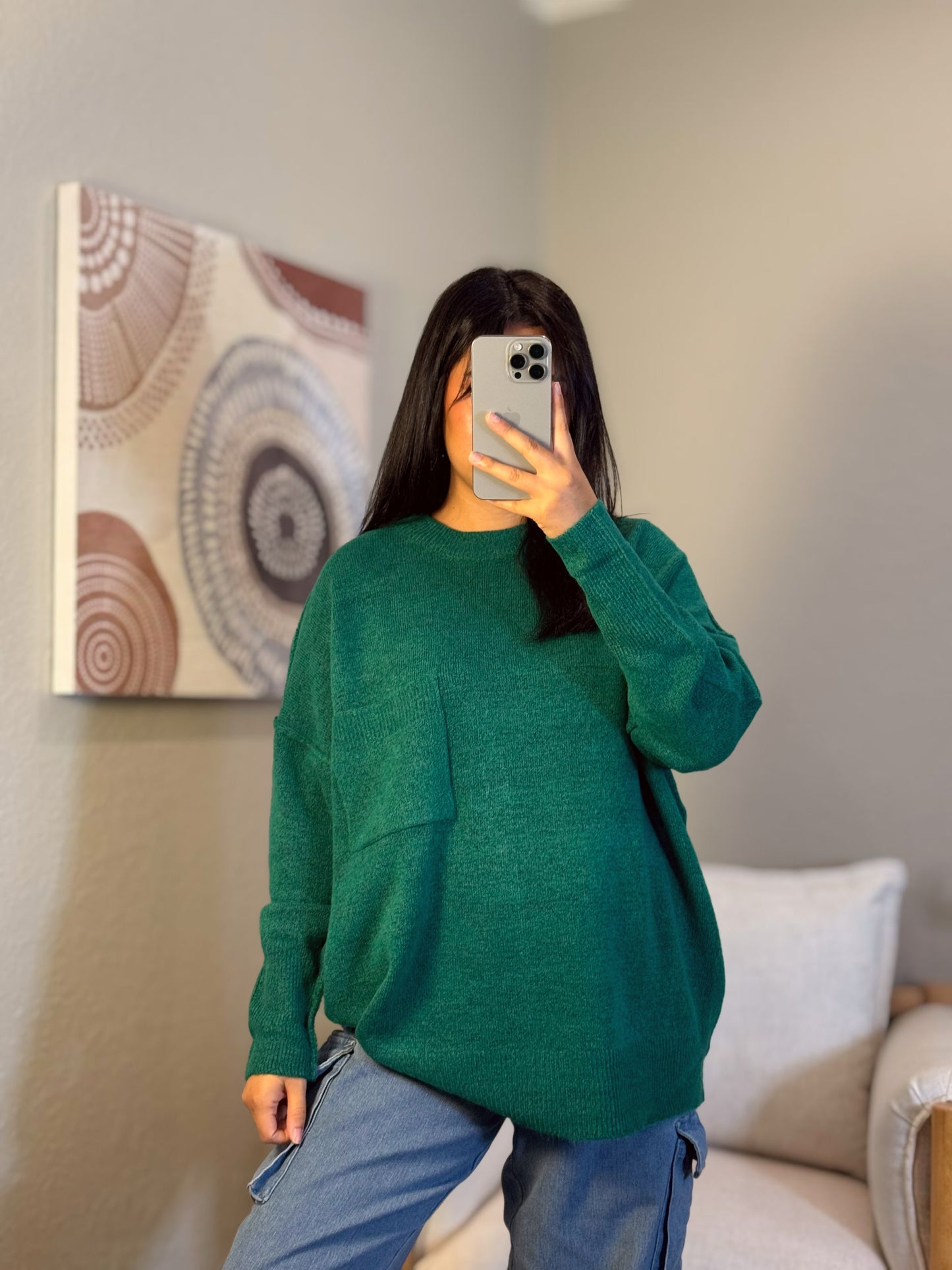 Hunter Green Melange Sweater