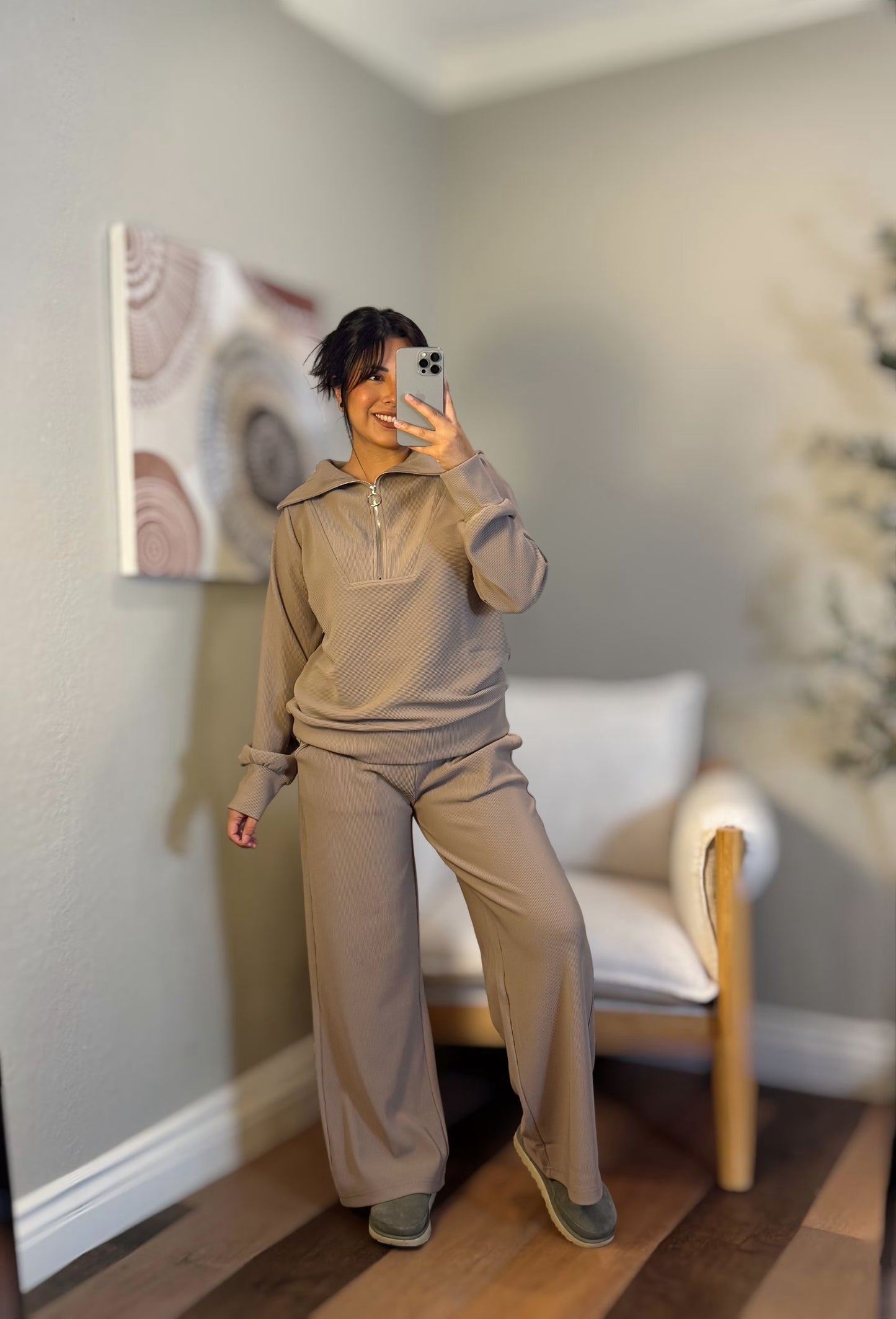 Casey Ribbed Set - Ash Mocha