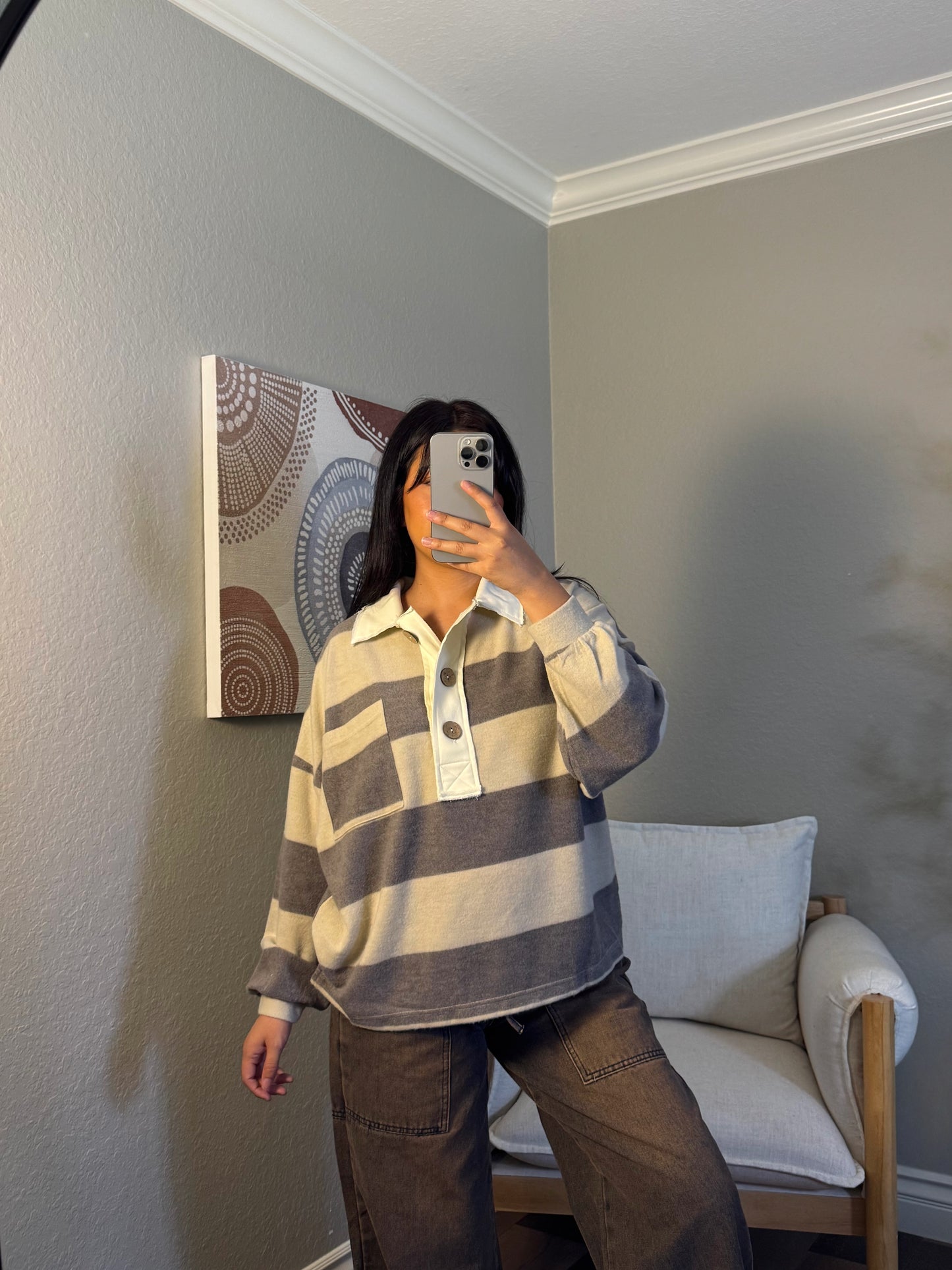 Misty Meadows Striped Henley