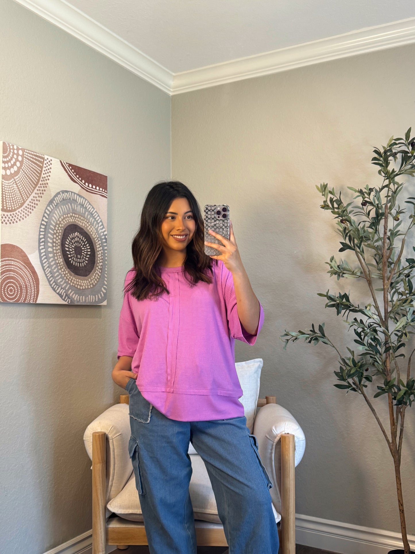 Mariposa Ribbed Everyday Top (S-XL) *MAUVE*