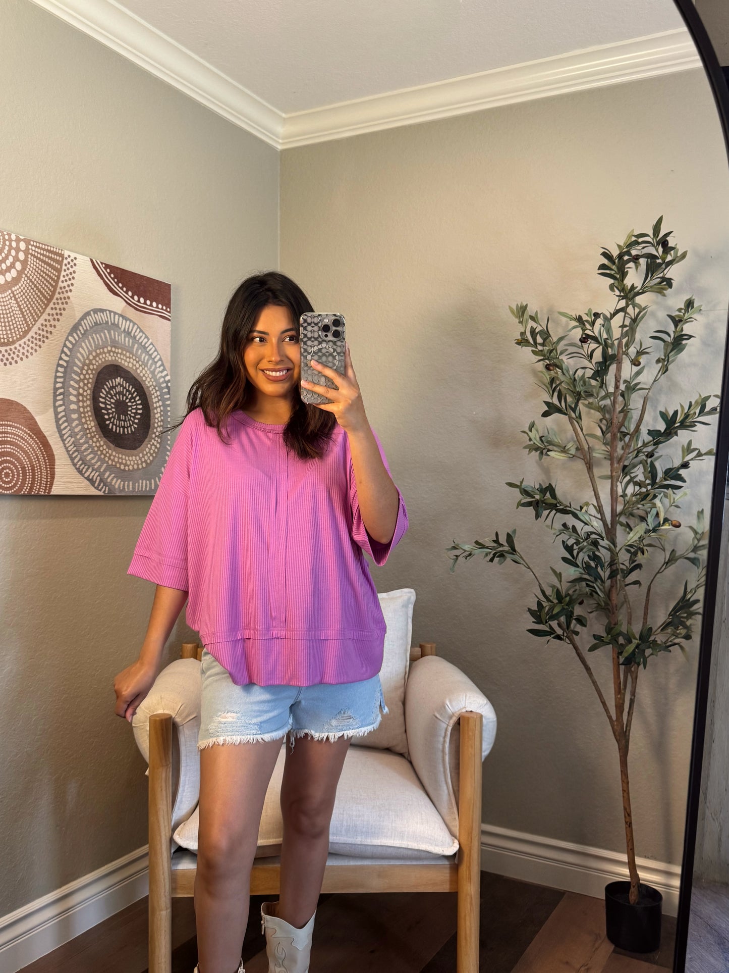 Mariposa Ribbed Everyday Top (S-XL) *MAUVE*