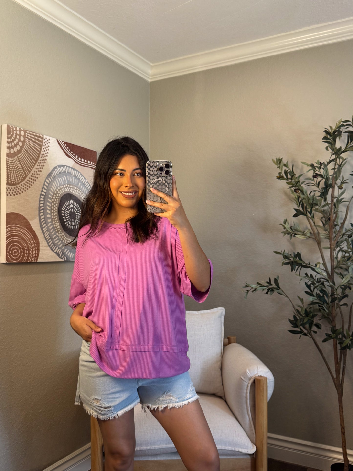 Mariposa Ribbed Everyday Top (S-XL) *MAUVE*