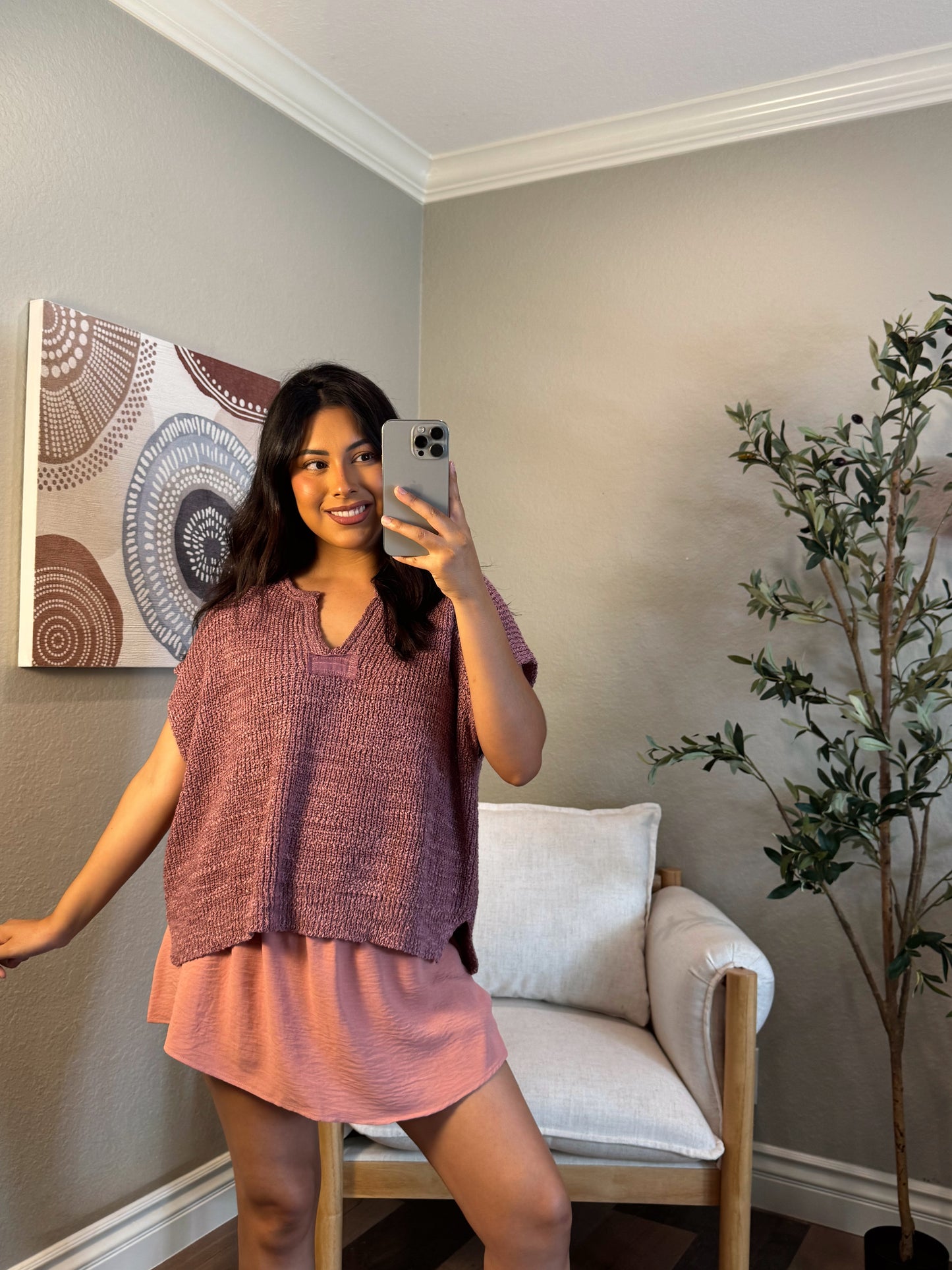 Sienna Split Neck Pullover *ROSE* (S-XL)