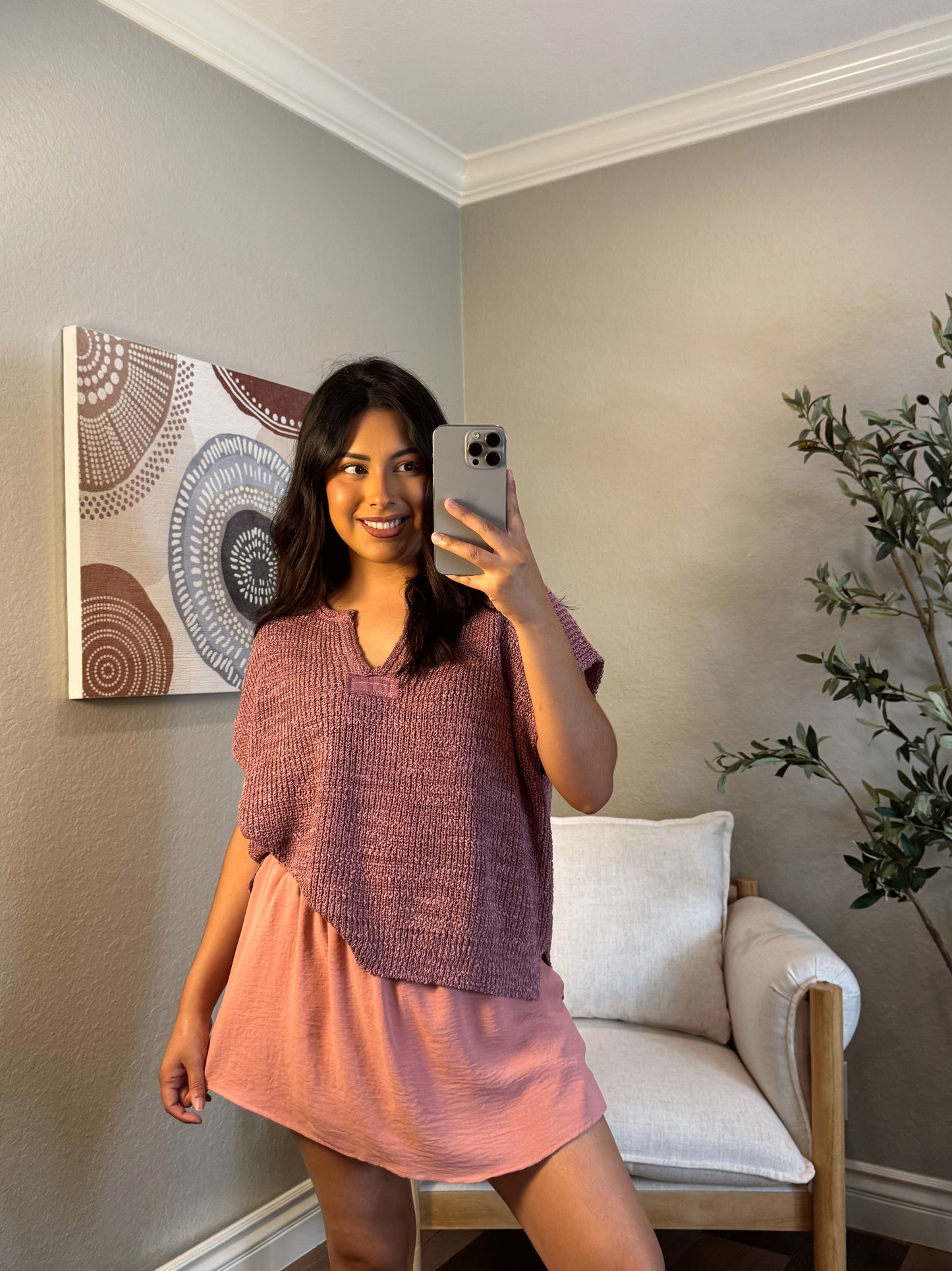 Sienna Split Neck Pullover *ROSE* (S-XL)