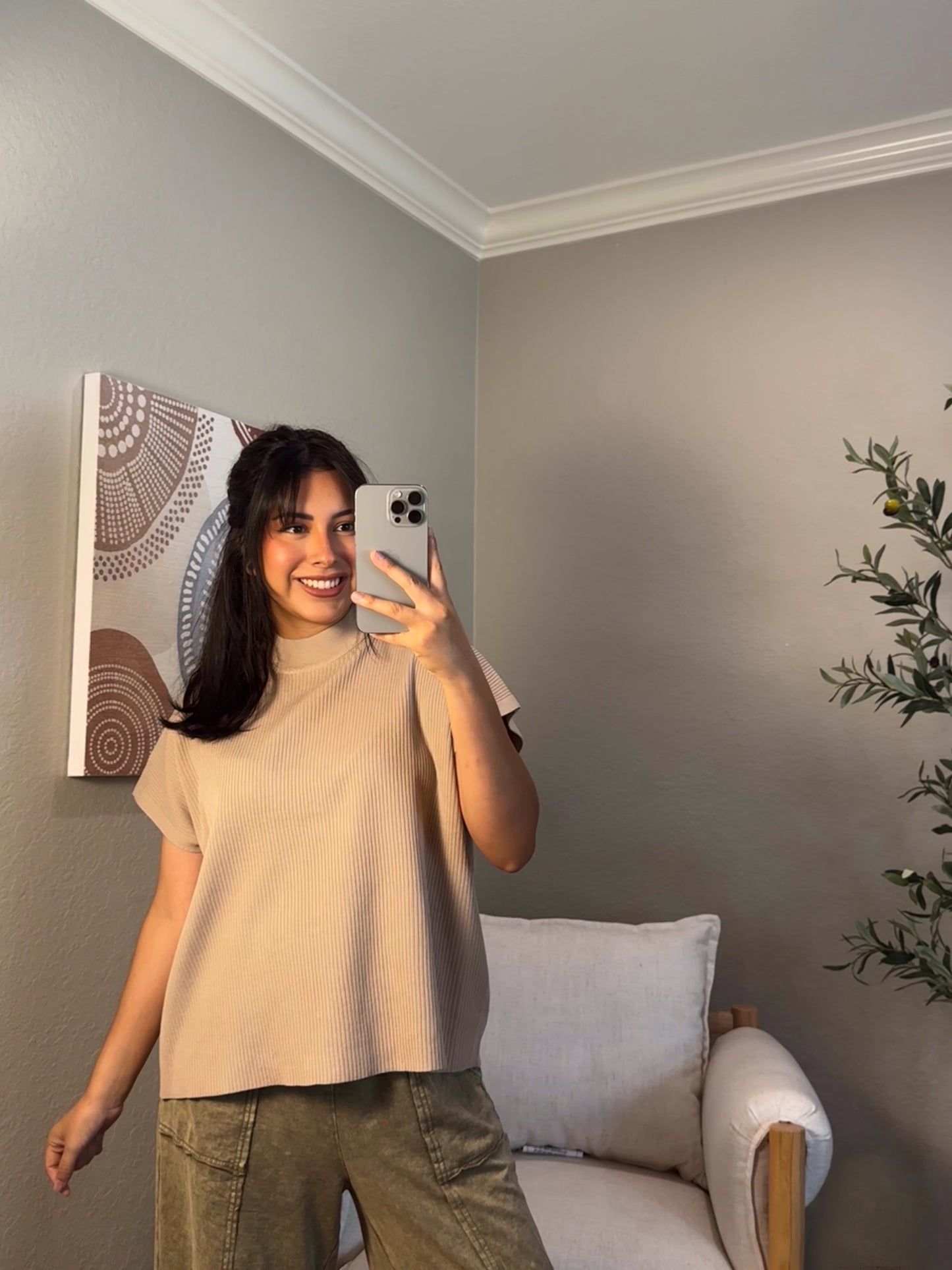 Faye Ribbed Mock Neck Top