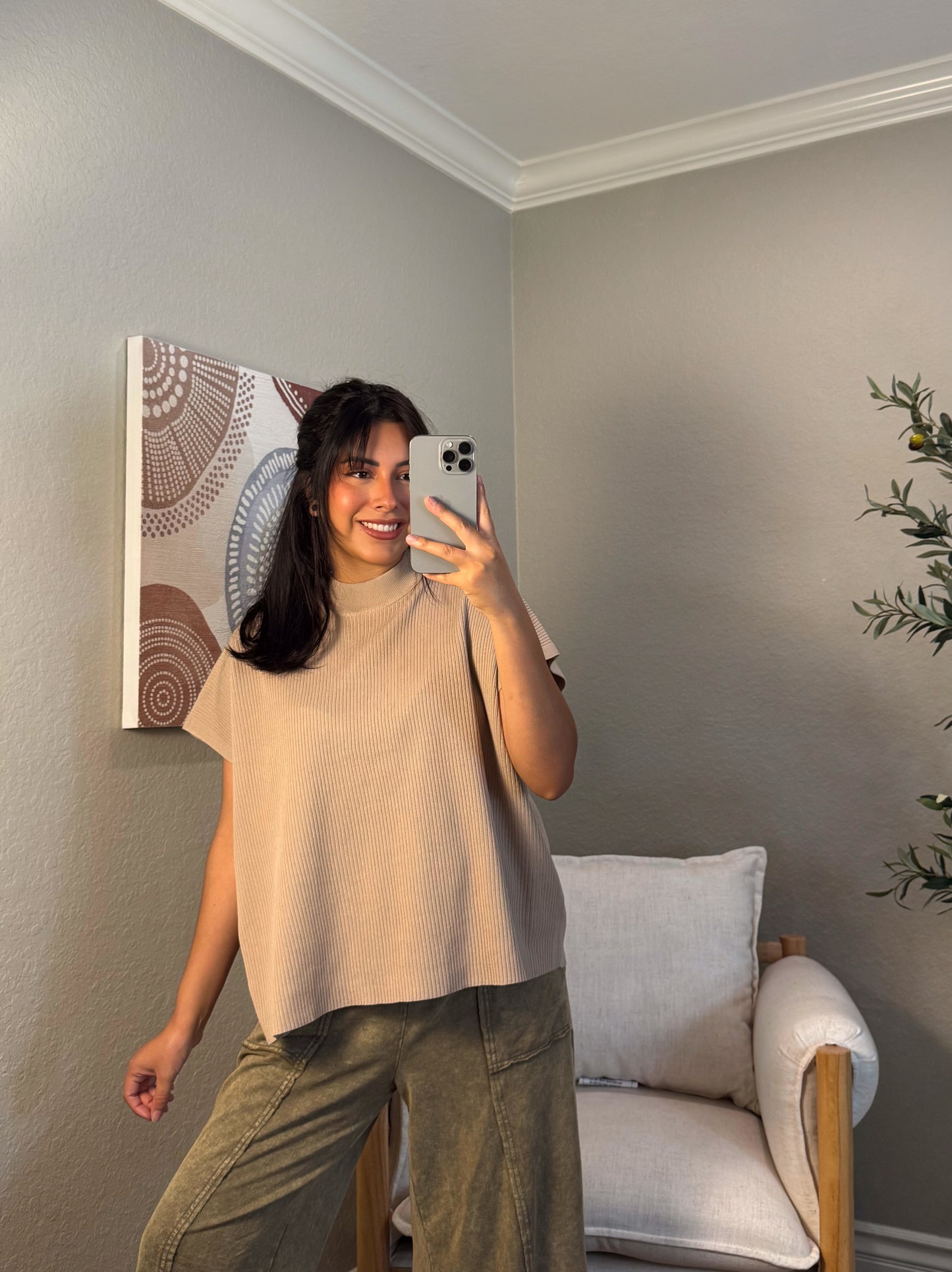 Faye Ribbed Mock Neck Top