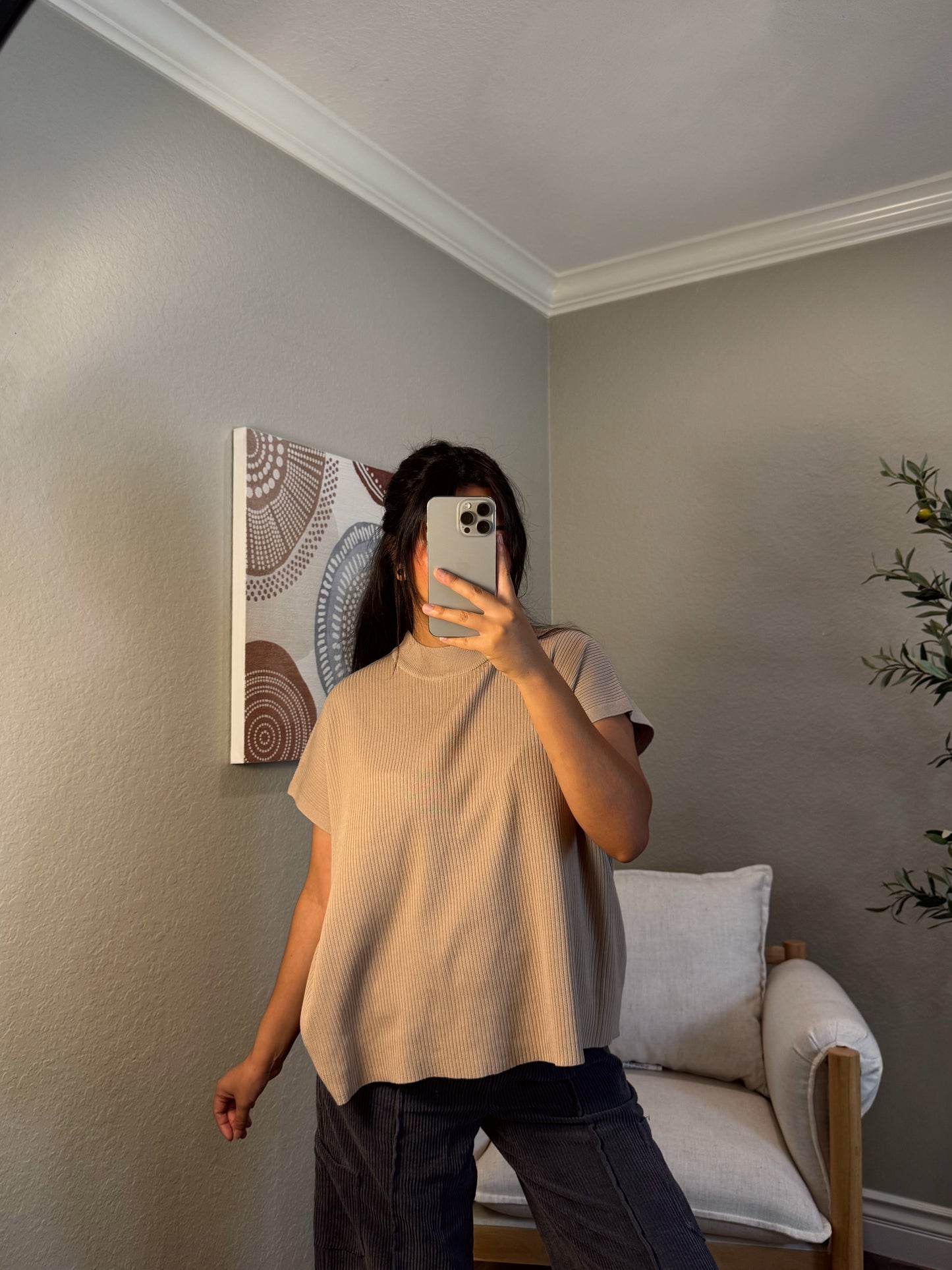 Faye Ribbed Mock Neck Top