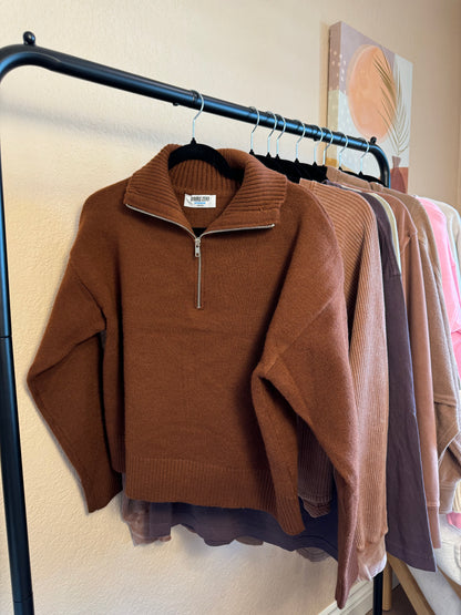 Chestnut Half Zip Sweater